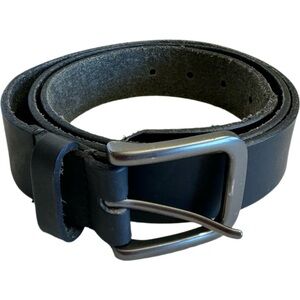 Timberland Belt Size 40 Black Leather Silver Buckle Outdoors Casual Work Dress